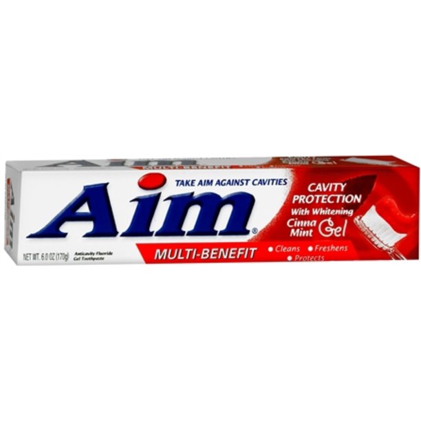 Aim Cavity Protection Toothpaste Gel Whitening Cinnamint 6 oz (Pack of