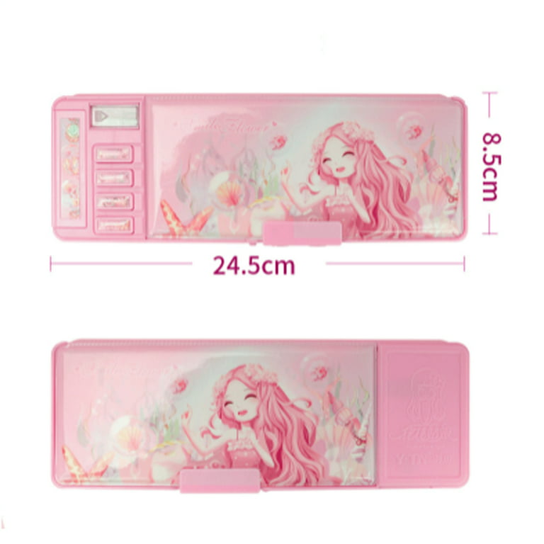 Folding Double Sided Pencil Box with 6-Hole Ejection Pencil Slot for Teen  Students Girls Kids Password-F863 Purple