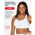 thumbnail image 2 of Fruit of The Loom Womens 3-Pack Front Close Builtup Sports Bra, 2 of 4