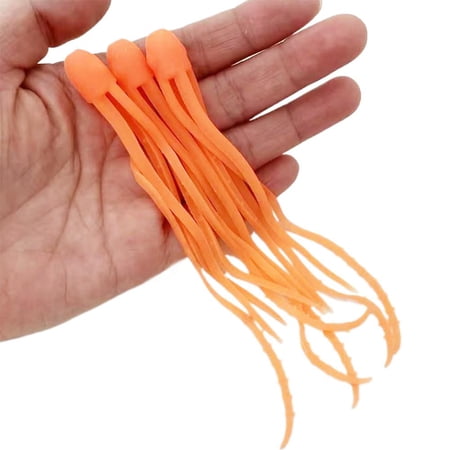 Fishing Squid Skirts Lures Luminous Octopus Skirts Trolling Lures Soft Plastic Fishing Bait Set Squid Skirts Fishing Lures Saltwater Octopus Skirts for Bass Trout Fishing - Orange