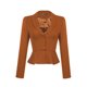 thumbnail image 1 of Blazer corto de trabajo INSPIRE CHIC para mujer con cuello de solapa, manga larga, volantes, chaqueta casual de oficina L color camel, 1 of 6