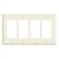 thumbnail image 2 of Leviton 80412-NW 4-Gang Decora GFCI Rocker Switch Wall Plate, Standard Size Cover, Unbreakable Nylon, Device Mount, White, 2 of 2