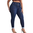 thumbnail image 1 of Jean Moulant pour Femmes Grande Taille Taille Haute Extensible Classique à la Cheville Bleu 4TG, 1 of 7