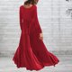 thumbnail image 3 of Vestido de otoño con dobladillo asimétrico Vestido holgado de gran tamaño para mujer Traje de vacaciones de línea A, 3 of 8