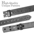 thumbnail image 6 of Western Belt for Men, Full Grain Leather Engraved Tooled Men Belt, Embossed Floral Pattern Western Belt for Cowboy, Snap on Strap 1 1/2" Wide (Black), 6 of 8