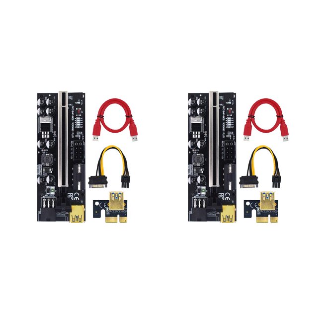 Maoww PCI-E 1x to 6x Exender Board USB Card Adapter with LED Indicator Component Black Slot+Red Wire 2Set