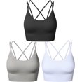 thumbnail image 1 of Sujetador deportivo para mujer con relleno tipo bustier sin aros y secciones cruzadas en la espalda para yoga y fitness, 1 of 1