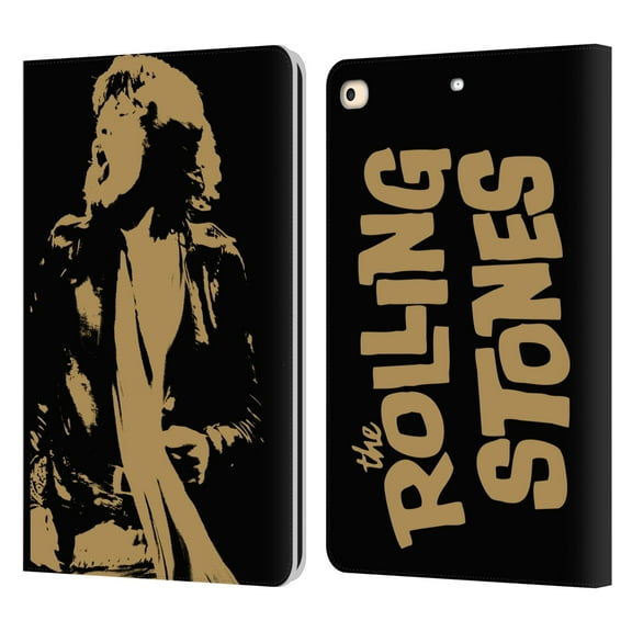 Head Case Designs Officially Licensed The Rolling Stones Mick Jagger Grunge Leather Book Wallet Case Cover Compatible with Apple iPad 9.7 2017 / iPad 9.7 2018