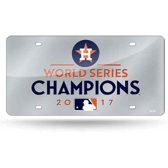 Houston Baseball Astros 2017 World Series Champions Silver Laser Cut Acrylic Inlaid License Plate