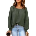 thumbnail image 1 of Blusa De Manga Larga Abullonada, Elegante Suéter De Hombros Caídos De Poliéster Para Compras De Citas ANGGREK No, 1 of 6