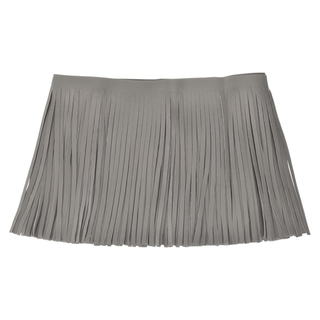 Unique Bargains 1 Yard 10 Inch Faux Leather Fringe Trim Tassel Fringe for Sewing, Gray