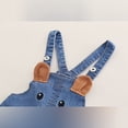 thumbnail image 3 of Infant Overalls Set Long Sleeve Striped Top with Bear Face Denim Suspender Pants Soft Cotton Blend Children Outfit for Boys Girls, 3 of 5