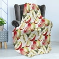 thumbnail image 4 of Fruits Soft Flannel Fleece Blanket, Halved and Quartered Organic McIntosh Apples Gourmet Food Healthy Life, Cozy Plush for Indoor and Outdoor Use, 60" x 80", Ivory Red Reseda Green, by Ambesonne, 4 of 5