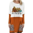 thumbnail image 2 of ICHUANYI Liquidación Moda Mujer Cuello Redondo Manga Larga Camiseta Impresión Blusa Suelta Bolsillos Tops ICHUANYI WER202308232351, 2 of 8