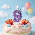 thumbnail image 6 of Number Birthday Candles, Purple Glitter Crown 0-9 Set Cake Topper Candles for Birthday Anniversary Milestone Party Dessert Decor, 6 of 6