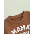 thumbnail image 6 of Yunliwuli Baby Boy 2 Piece Waffle Outfits, Round Neck Short Sleeve Letter Embroidery Tops + Elastic Waist Shorts Toddler Mother's Boy Set, 6 of 10