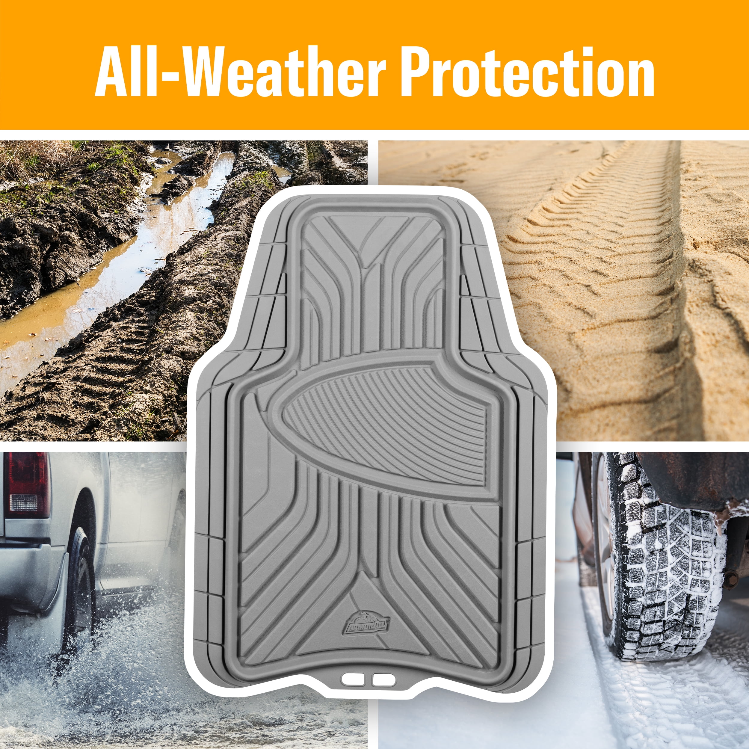 Armor All 4 Piece Rubber All-Season Trim-to-Fit Floor Mats Gray, 78847WDC