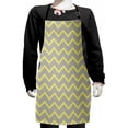 thumbnail image 1 of Grey and Yellow Kids Apron, Modern Geometrical Triangles Zig Zags Wavy Modern Image Print, Boys Girls Apron Bib with Adjustable Ties for Cooking Baking Painting, Pale Grey and Mustard, by Ambesonne, 1 of 2