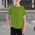 thumbnail image 2 of CPNG Boys T Shirts Summer Classic Solid Color Pullover Raglan Short Sleeve Crewneck Casual Trendy T Shirts Top(Green,5-6 Years), 2 of 8