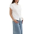 thumbnail image 4 of INSPIRE CHIC Cotton Linen Shirts for Women Button Down Short Sleeve Shirt Summer Casual Beach Blouses Tops S White, 4 of 6