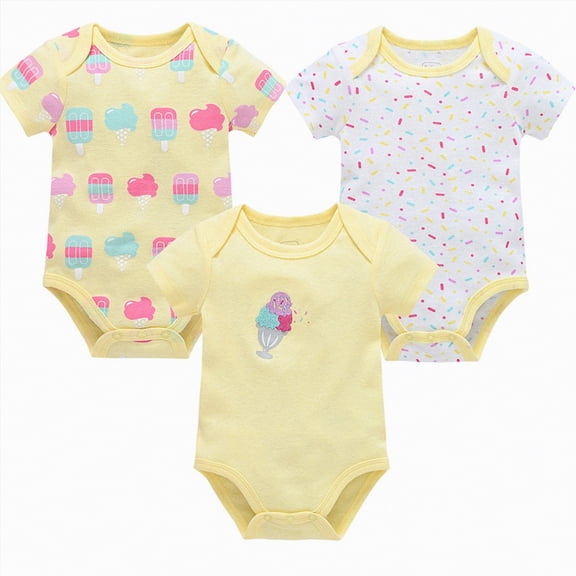 TOWED22 Unisex Baby Boy Girl Clothes Infant Summer Oversized Bubble Romper Toddler Baby Plain Short Sleeve Jumpsuit Light Yellow,0-3 M