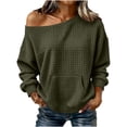 thumbnail image 2 of Neewe Women's Fashionable Casual Solid Color Long Sleeve Boat Neck Off Shoulder Blouse Tops Daily, 2 of 6