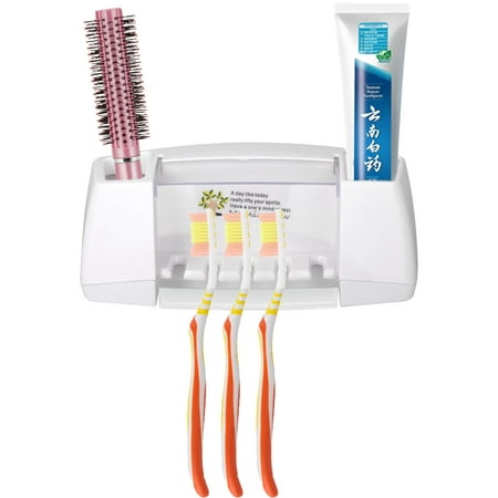Toothbrush Holder Multifunctional Strong Adhesive Wall Mounted Toothbrush Kit 5 Toothbrush Holders, 2 Toothpastes Storage Rack for  (Best Way To Store Toothbrush In Bathroom)