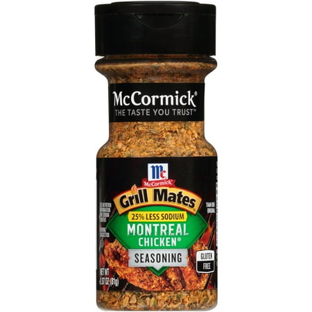 Indian Grill Chicken - McCormick Grill Mates 25% Less Sodium Montreal Chicken Seasoning, 2.87 oz