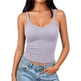 thumbnail image 2 of Tanks with Built in Bra，spaghetti Strap Tank Top Workout Camisole Workout Tank Tops Running Bras Sports Tank Tops Low Cut Tank Tops for Women Women's Halter Tops,Light Violet,L, 2 of 8