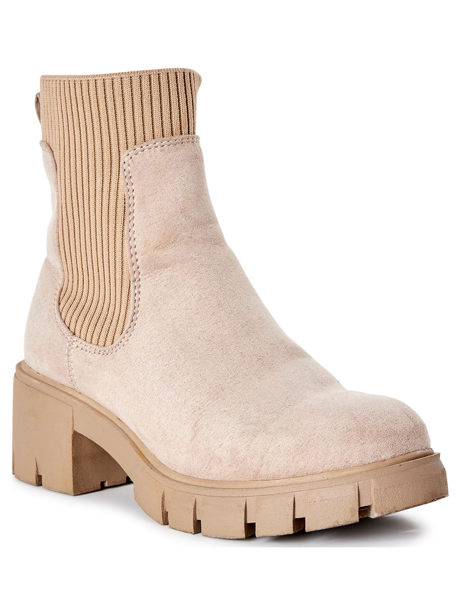 No Boundaries Women's Knit Chelsea Boots, Wide Width Available