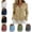 Khaki, variant on Womens Long Sleeve Jackets V Neck Button Soft Textured Shirts Solid Color Breathable Warm Blouses