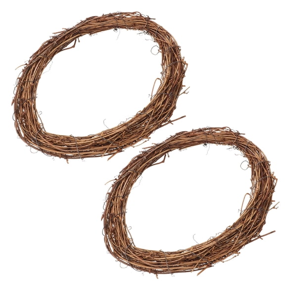 Supvox 2-Pack Natural Rattan Twig Oval Wreath Base for Crafting Easter and Holiday Home Decoration