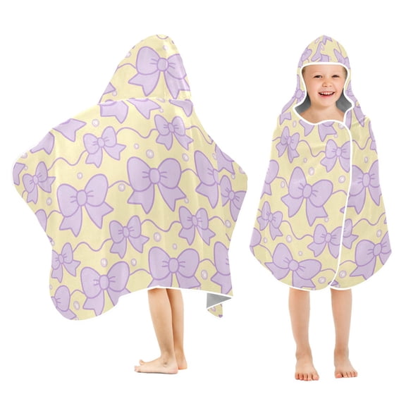 joogoo Bow Purple-h1 Kids Hooded Beach Towel Baby Bath Towel 23.5"x50"