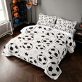 thumbnail image 3 of Manfei Football Sports Bed Spread Queen, Cartoon Stars Queen Coverlet Set, Cream Black, Gray Reversible 3 Pieces, 1 Quilt and 2 Pillowcases, 3 of 7