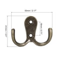 thumbnail image 2 of Wall Hooks, 8 Pack - Zinc Alloy Double Prong Retro Hook, Hooks for Hanging Towel Backpack Clothes Scarf (Bronze), 2 of 6