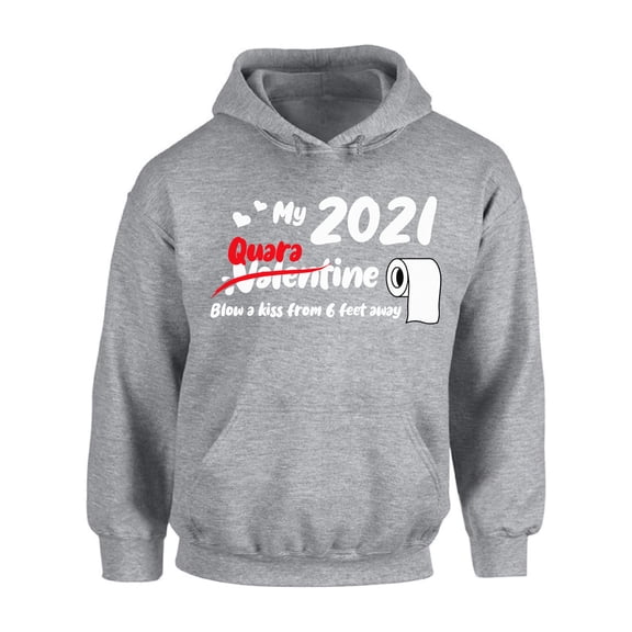 Valentine 2021 Hooded Sweatshirt Funny Anti Valentine Hoodie 6 Feet Away Sarcastic Novelty Sweater for Singles