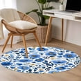 thumbnail image 5 of Area Rug 36in, Watercolor Blossom Blue Flower Floor Carpet Living Room Rug, Seamless Spring Floral Leaves Non-Slip Welcome Mat Indoor Rugs for Bedroom Dining Room, 5 of 9