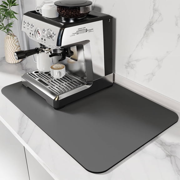 LJSXFI Coffee Mat, 16"x24" Coffee Bar Mat for Countertops, Absorbent Hide Stain Anti-Slip Coffee Bar Accessories Fit Under Coffee Machine Mat, Dish Drying Mats for Kitchen(Dark Grey)