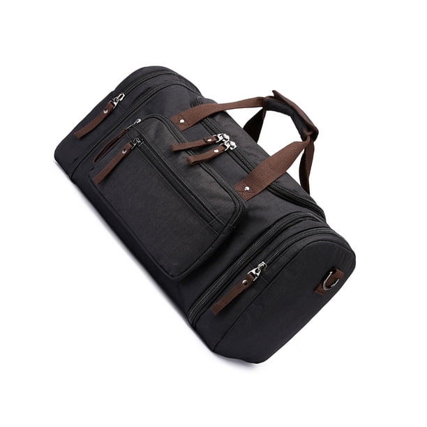 Jumpingount Bolso del viaje de la capacidad grande para los deportes que viajan y el bolso del deporte de la bolsa de asas del gimnasio del bolso Bolsas de mensajero y de hombro negro