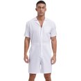 thumbnail image 2 of Sxiwei Men's Short Sleeve One Piece Turn-down Collar Zip-Front Overall with Pocket Jumpsuit White XXL, 2 of 6