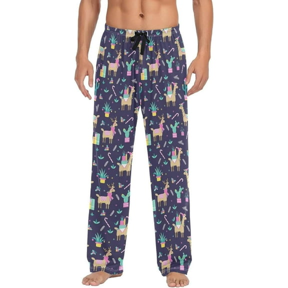 GZHJMY Llama Pajama Pants for Men, Lounge Pants Lightweight Men Pajama Bottoms with Drawstring Pockets, Christmas New Year Birthday Gifts, Medium