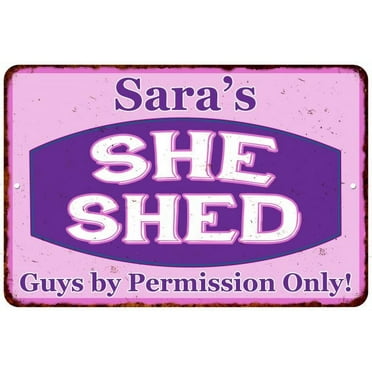 Sara's Purple & Pink SHE SHED Vintage Sign 8x12 Woman Wall Decor 208120040033