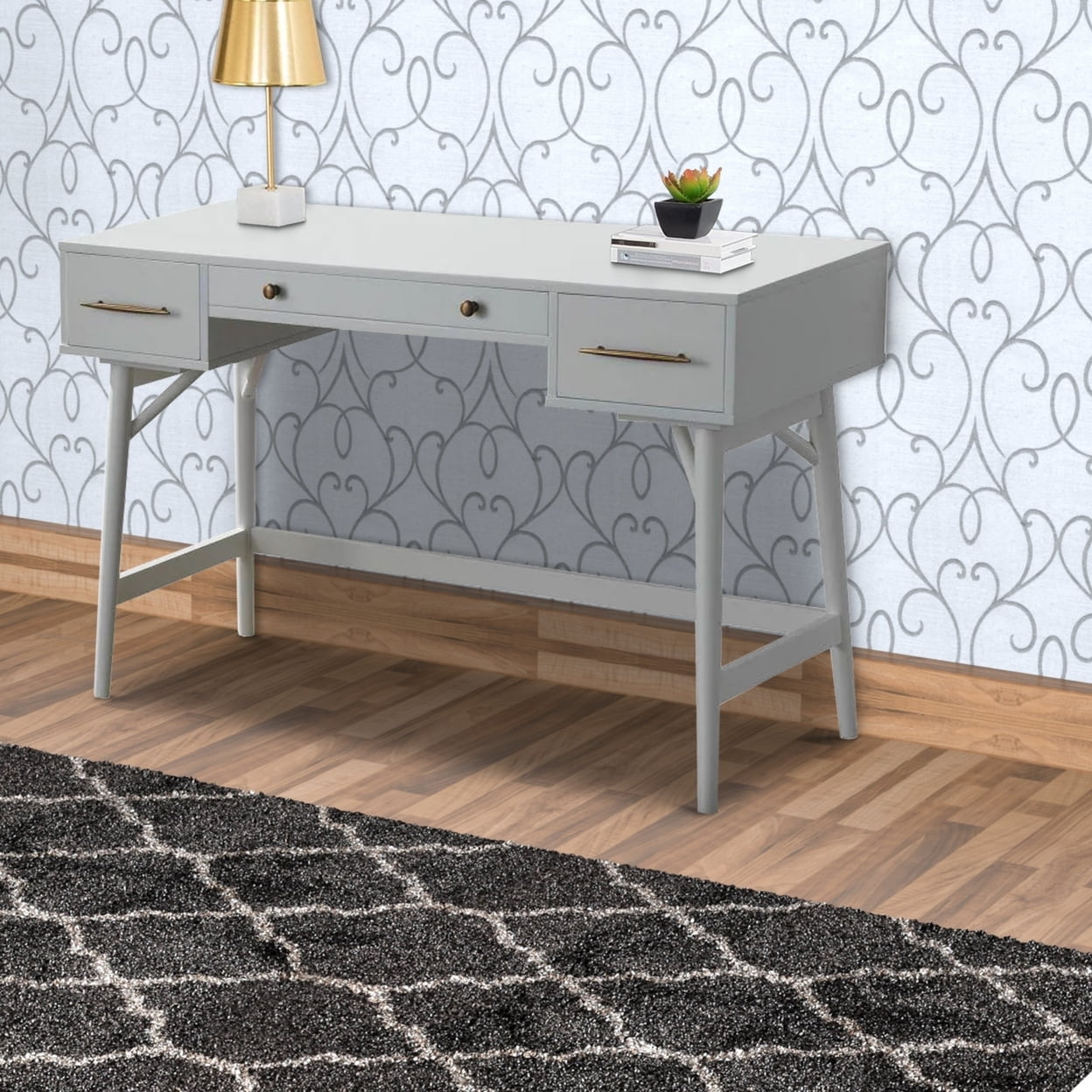 Coaster Mid century Modern Style Writing Desk in White