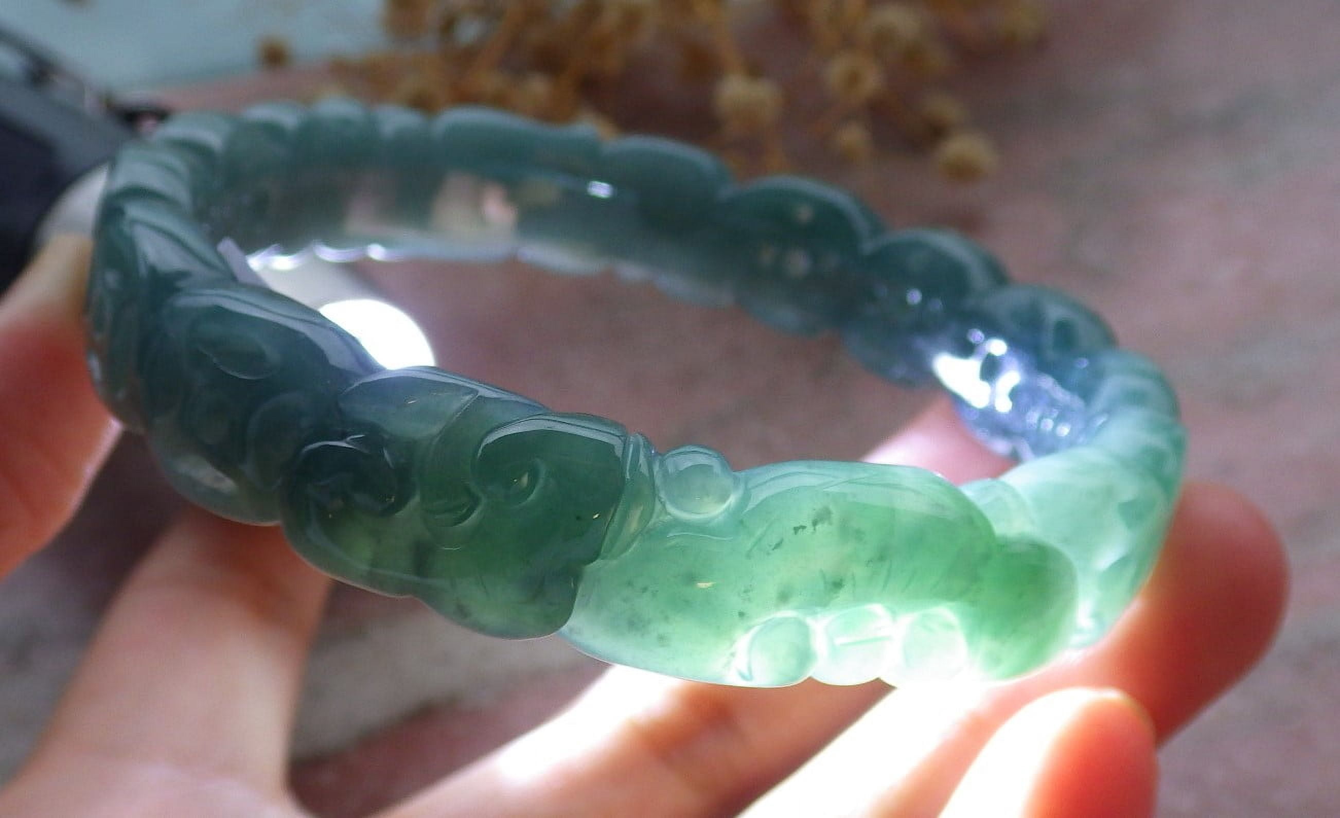 Icy Green Natural A JADE Jadeite Money Coin Ruyi Bangle Bracelet 59 mm 679479 TN