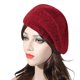 thumbnail image 5 of Boinas de cachemira, gorros de lana merino cálidos para mujer, gorro de punto de moda para invierno, 5 of 5