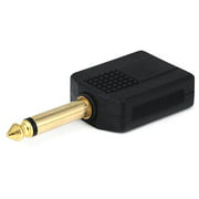 1/4in (6.35mm) TS Mono Plug to 2x 1/4in (6.35mm) TS Mono Jack Splitter Adapter_ Gold Plated