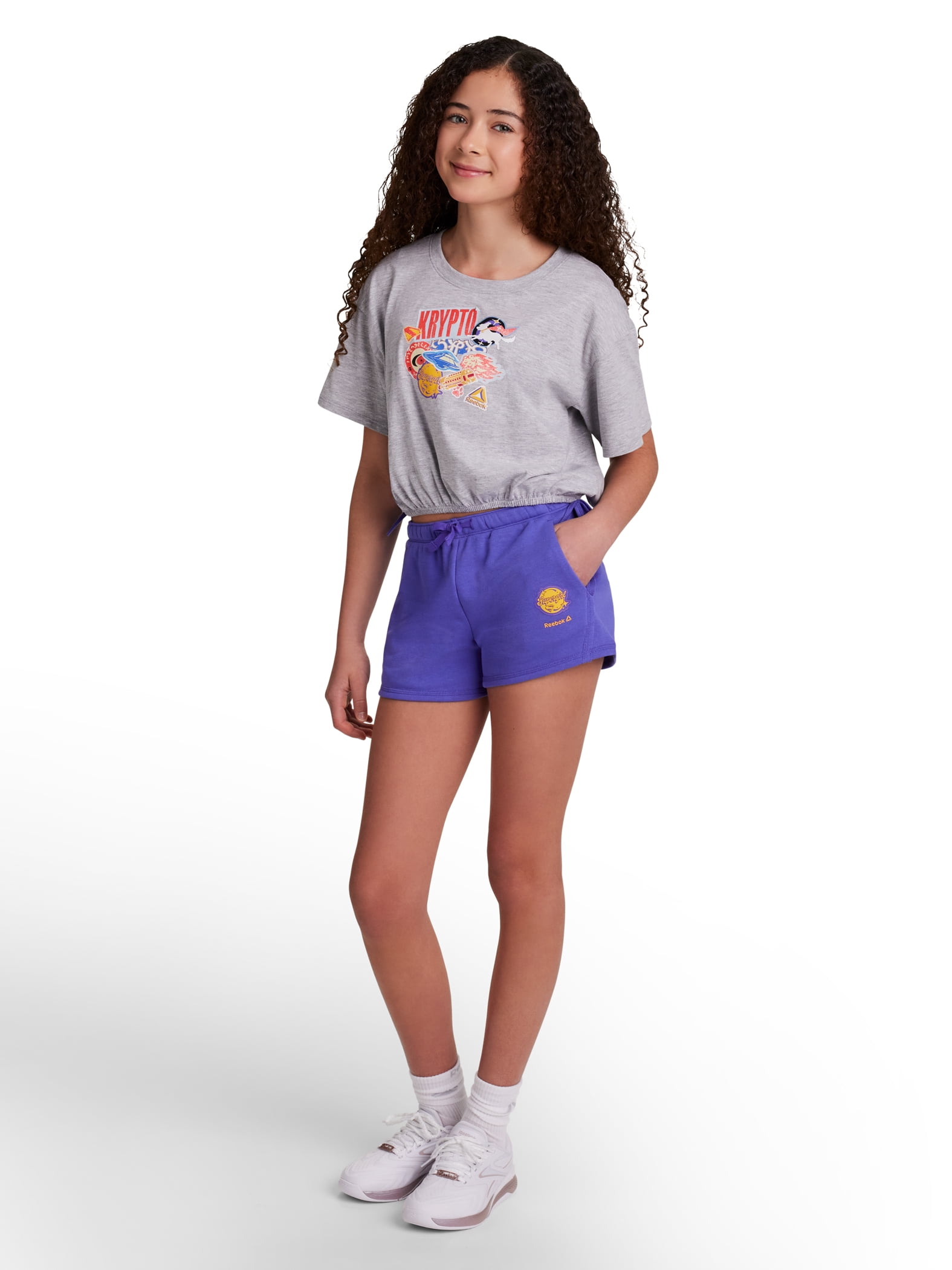 Reebok Girl's Supergirl French Terry Shorts, Sizes 4-18