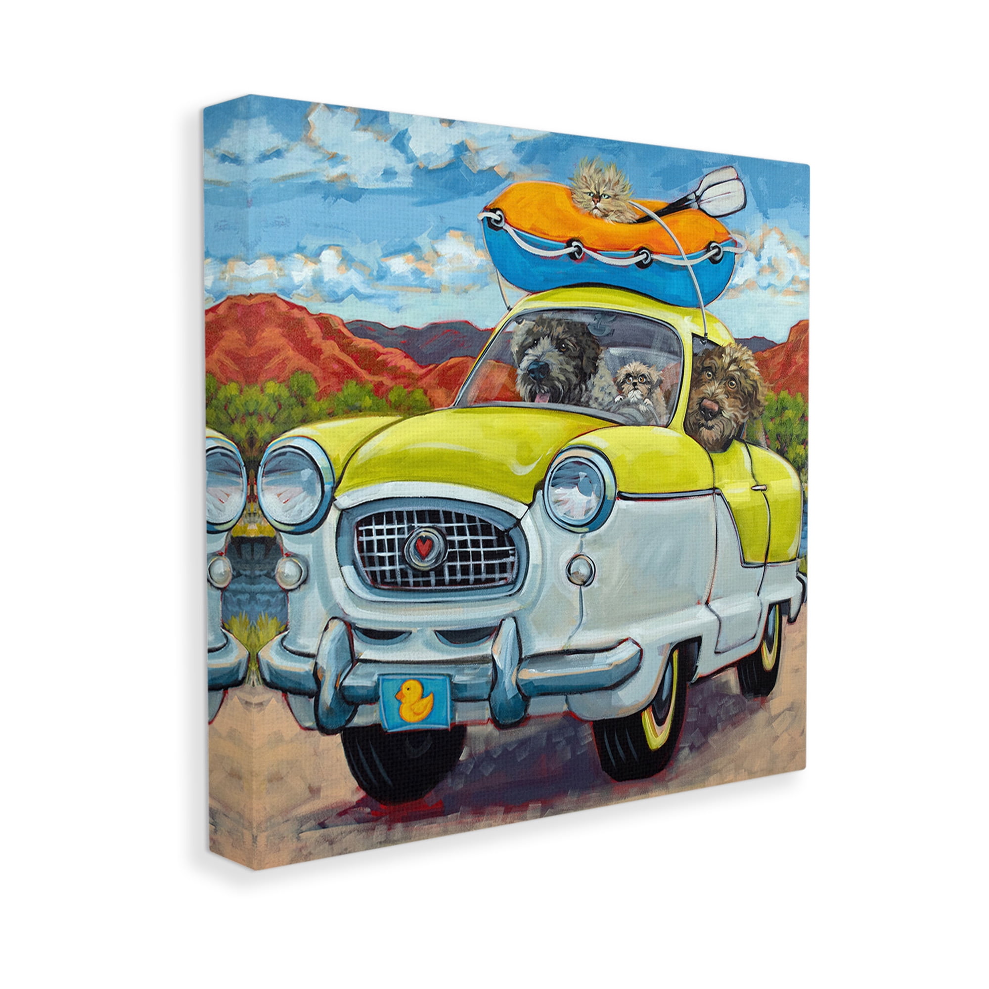 Stupell Industries Vacation Dogs in Car Animals & Insects Painting Gallery Wrapped Canvas Art Print Wall Art, 30 x 30