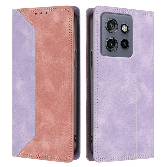 Phone Case for Motorola Edge 50 Neo FOXDOCK Premium Leather,Creative Dual-Color Cover with Card Slot,Shockproof