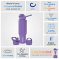 thumbnail image 4 of Coldest Sports Water Bottle - 3 Insulated Lids (Chug Lid, Straw Lid, Loop Lid ) Double Walled, Thermo Mug, Metal Canteen (46 oz, Galaxy Purple), 4 of 6
